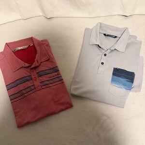2 Men's Travis Mathew Polo Shirts - Red and Gray